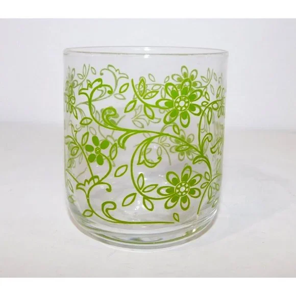 Vintage MCM Bedside Water Carafe and Cup Glass Tumbler  Set Green Clear Retro - Picture 9 of 10